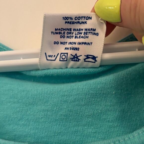 Vintage 1990 California tank top turquoise with sail boats - Picture 6 of 8